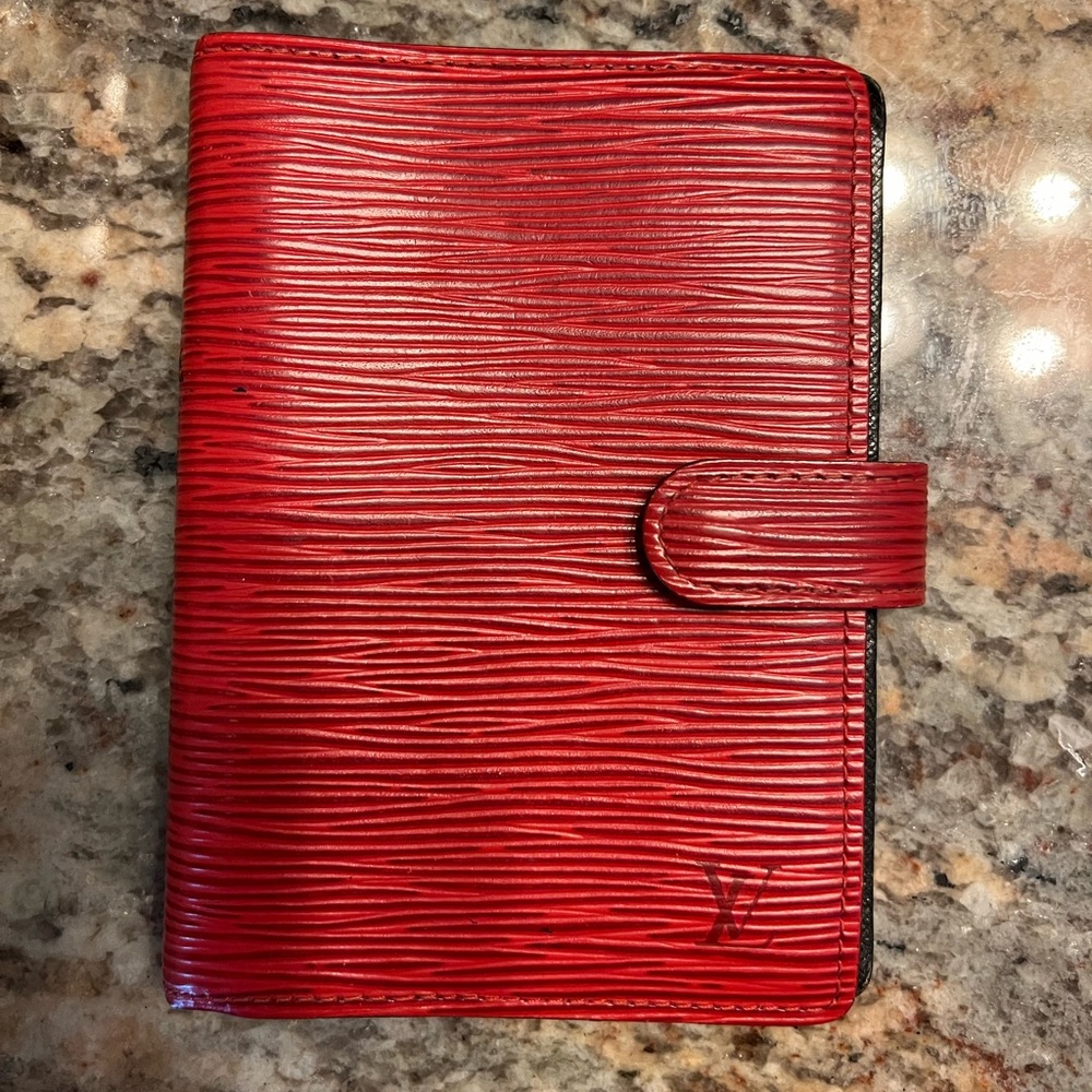 Louis Vuitton Red epi agenda PM size with black interior